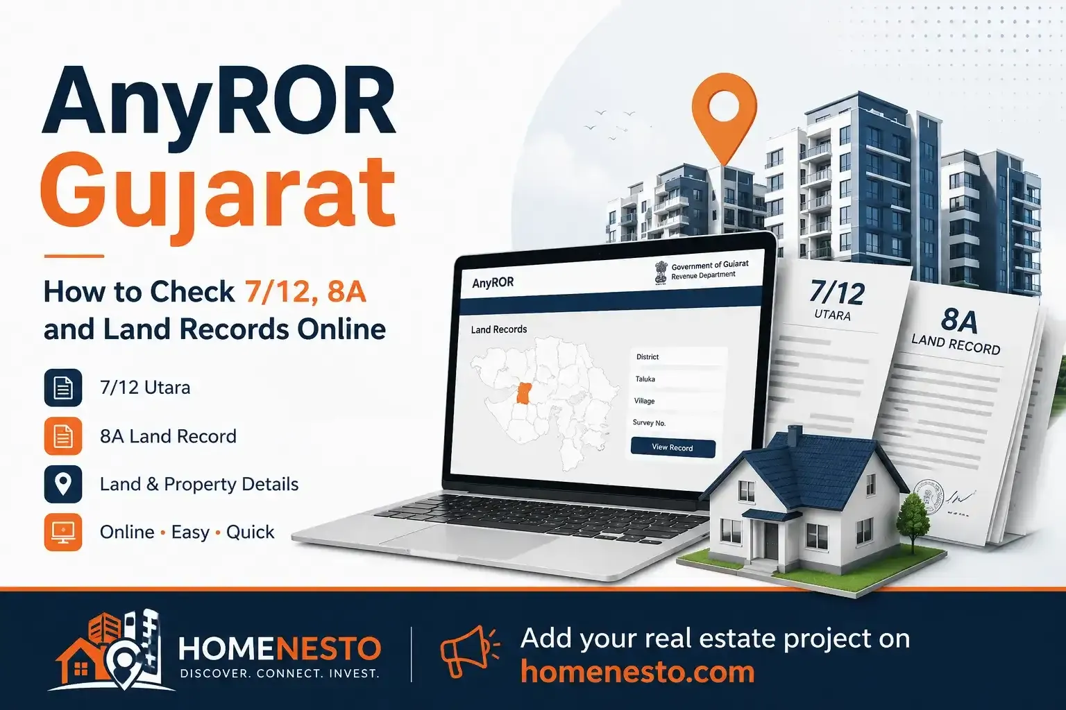 AnyROR Gujarat: How to Check 7/12, 8A and Land Records Online — Home Nesto